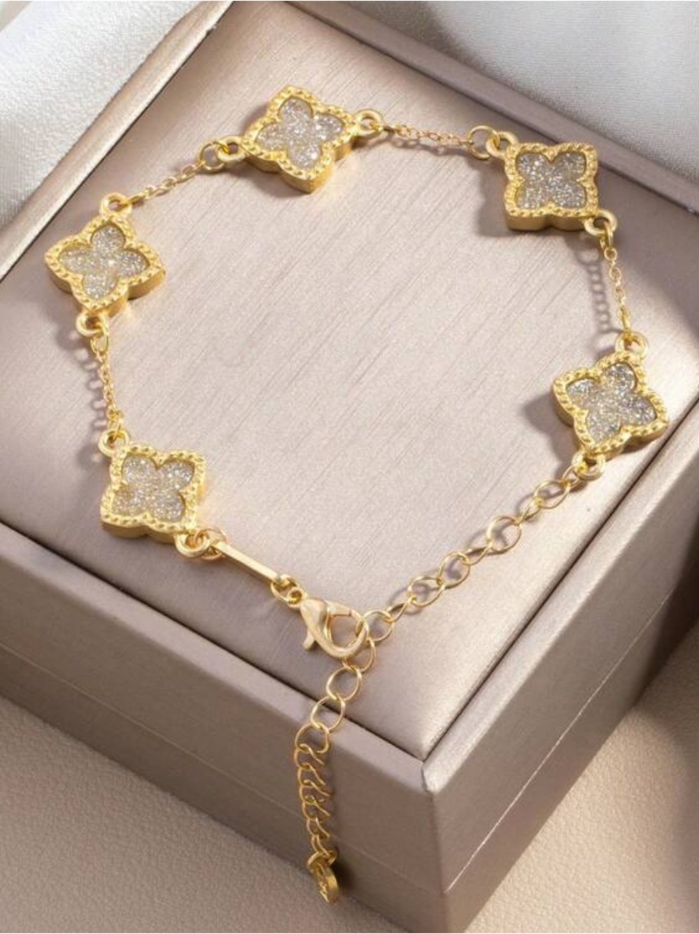 Kohl's Gold Clover Charm Bracelet with Sparkling Accents